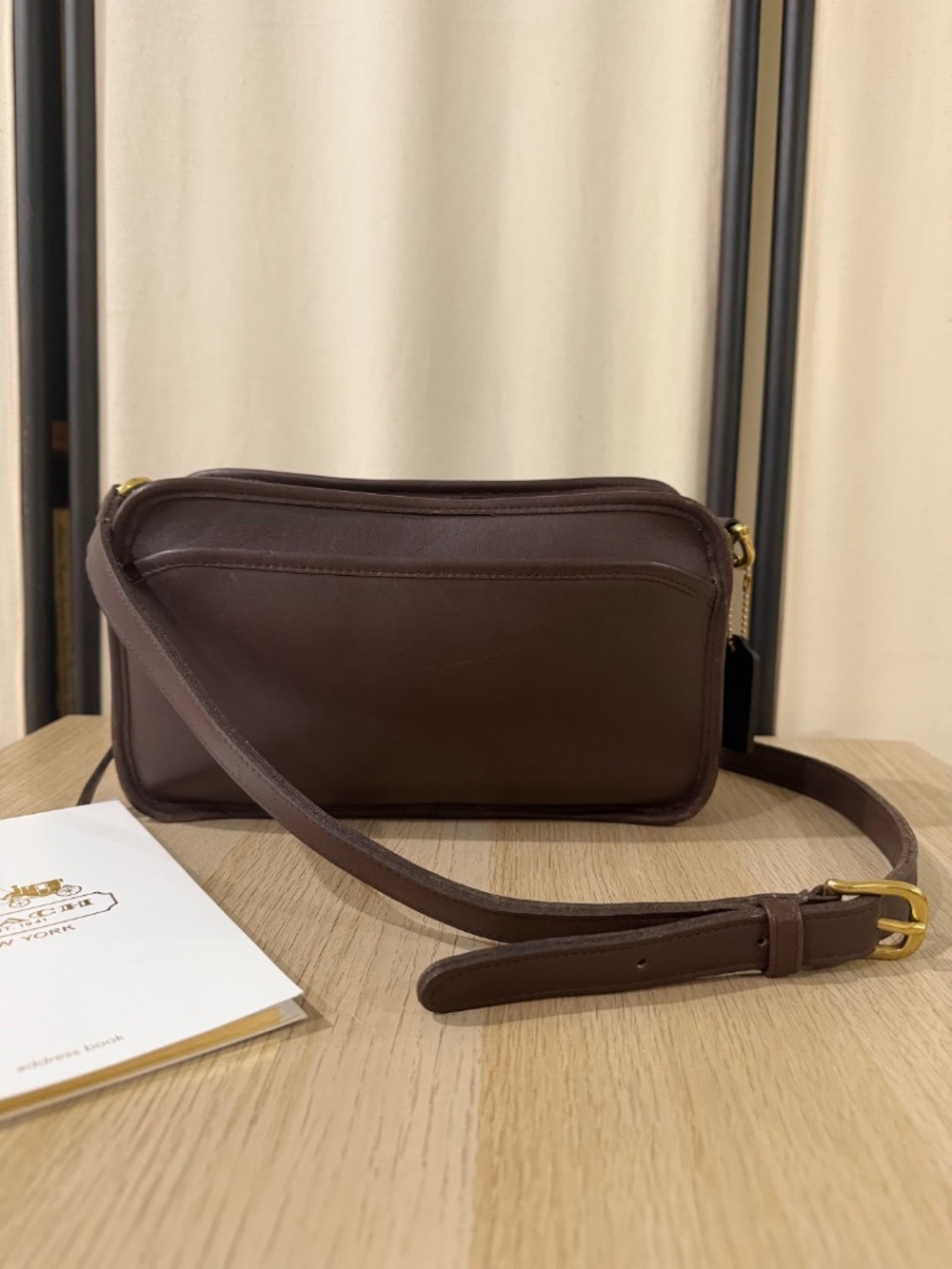 Vintage Coach 9974 Brown Leather Multi Compartment Zip Crossbody Bag USA